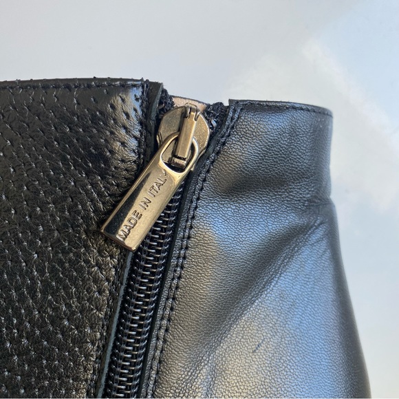 VERO QUOIO Womenʼs Black Textured Leather Ankle Bootie Pointy Toe Block Heel 38 - Picture 12 of 13